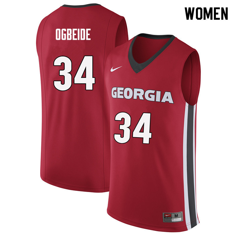 Women #34 Derek Ogbeide Georgia Bulldogs College Basketball Jerseys Sale-Red - Click Image to Close